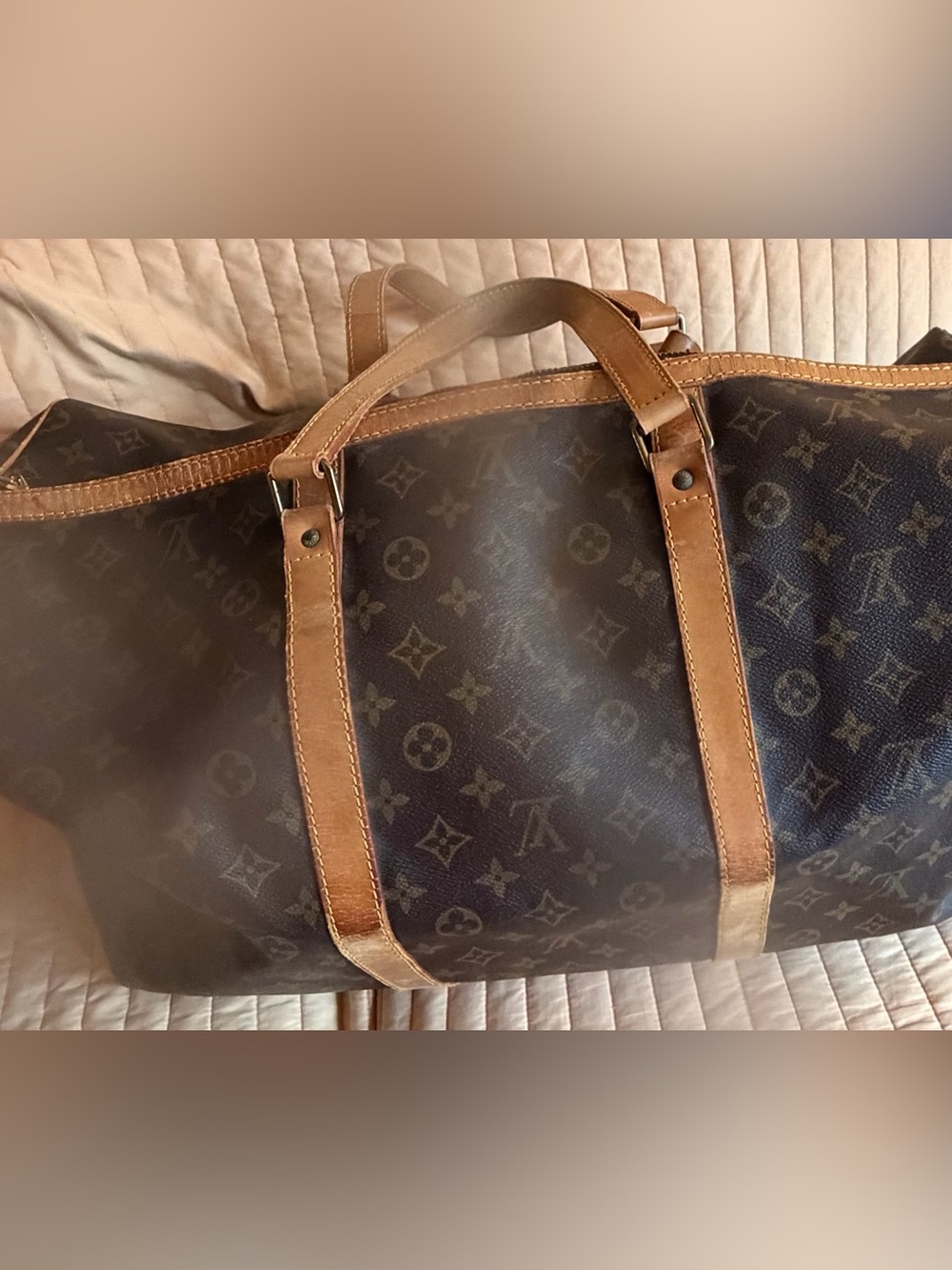 Louis Vuitton Monogram Canvas Travel Duffel in Brown and Tan 55